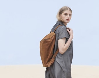 Sale, Brown Leather Backpack, Women Travel Bag, School Bag, Honey Brown Leather Bag, Handmade - Honey Brown Lou