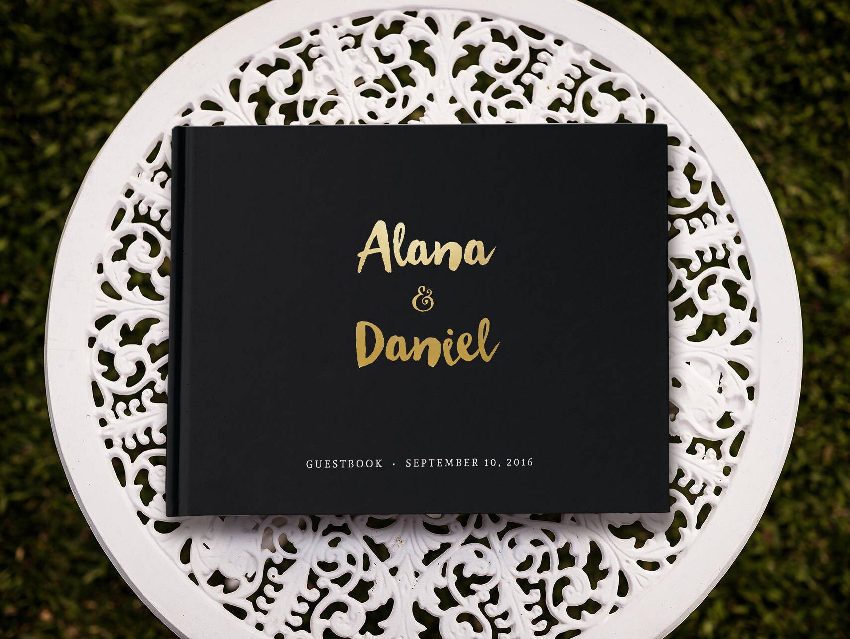 Black and Gold Wedding Guest Book Real Gold Foil Guest Book
