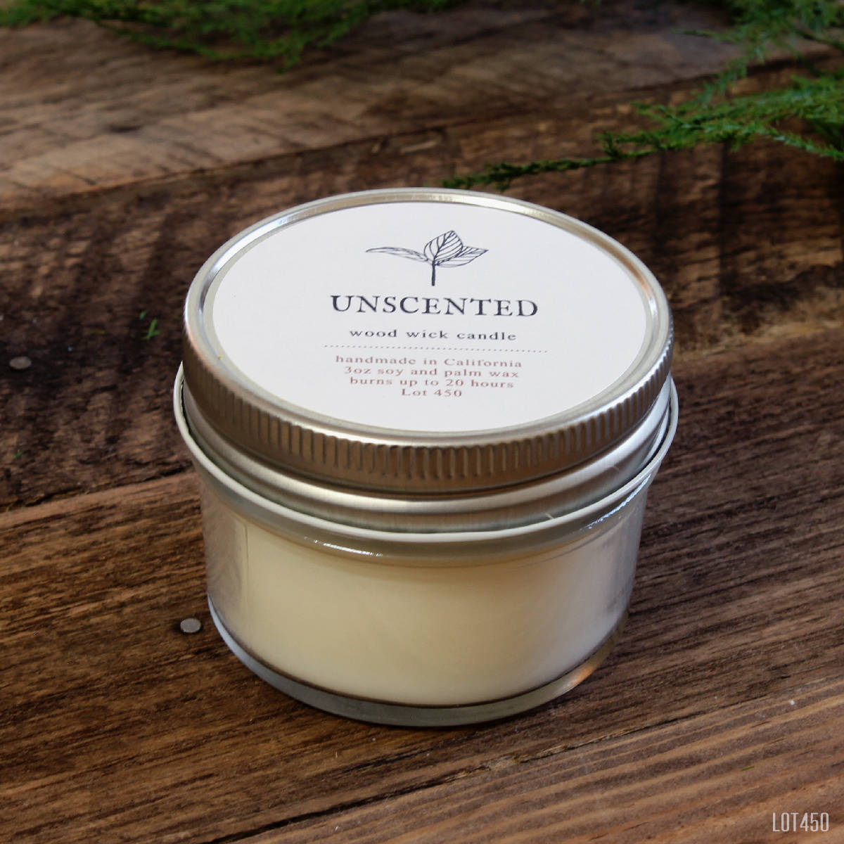 Unscented Candle Mason Jar Candle Wood Wick Candle Soy Palm