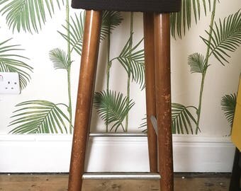 Mid Century Teak Tall Stool 1960s 1970s