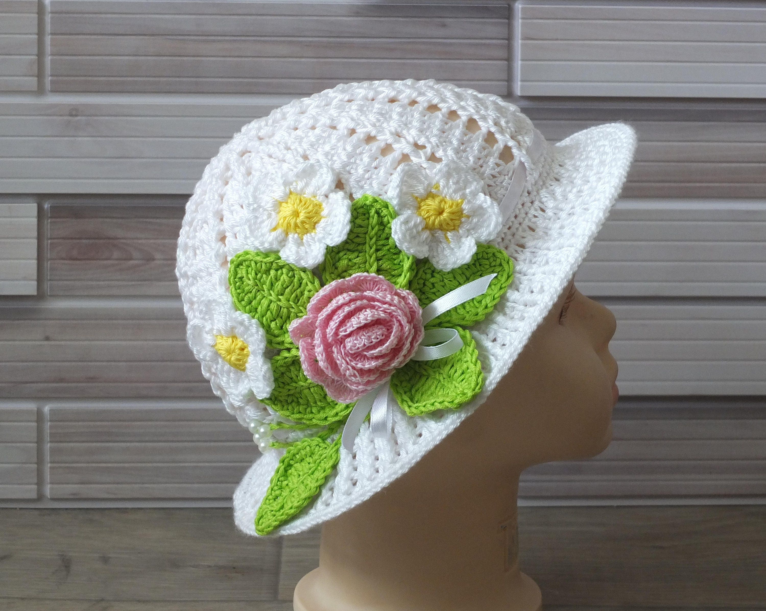 White sun hat Cotton sun hat Kids summer hat Baby sun