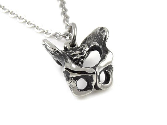 Pelvis Necklace In Pewter Handmade Pelvic Bone Jewelry Hip 0811