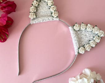 Hen Party Cat Ears Headband, Glitter cat ears, Bride to be headband, Bachelorette Party, Hen Night, Festival Headband