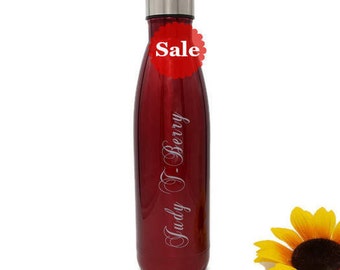 Custom Water Bottle, Red Stainless Steel Water Bottle, Metal Water Bottle Personalized Insulated Water Bottle Painted Bottle Workout Bottle