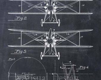 Biwing Airplane Patent Print - Patent Art Print - Patent Poster, Airplane, Plane, Aircraft, Blueprint, Pilot Gift, Patent, Biplane
