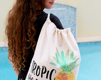 Pineapple Tote - Pineapple Beach Bag - Pineapple Beach Tote - Pineapple Backpack - Canvas Bag - Canvas Beach Tote - Pineapple Bachelorette
