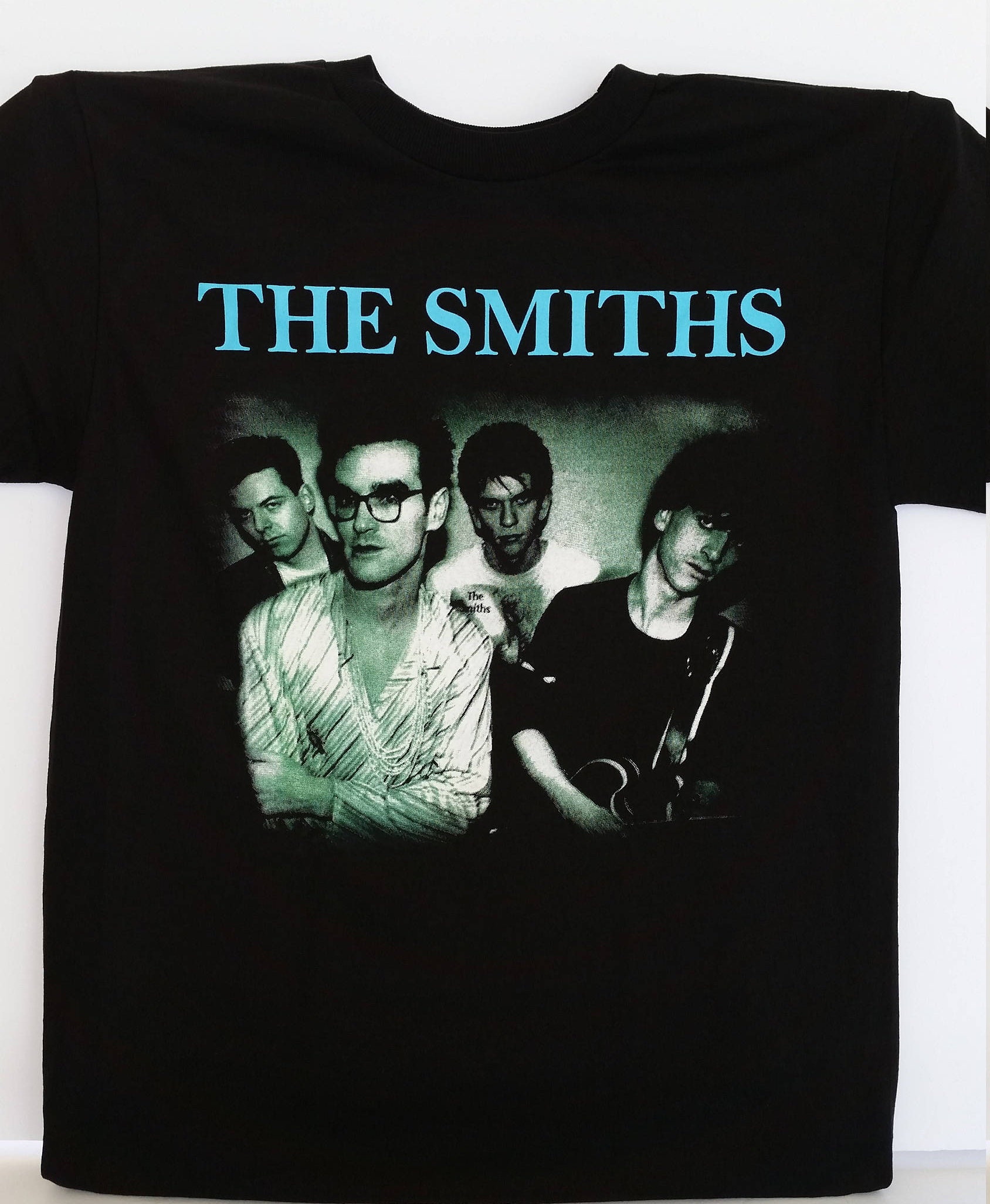 THE SMITHS Blue Letters Group Picture Black Unisex T-Shirt