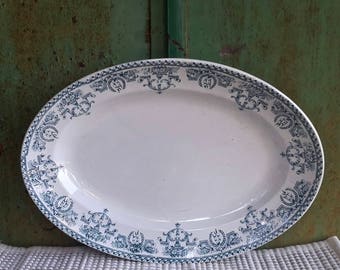 VAISSELLE ANCIENNE GRAND plat ST CLEMENT armoirie au lion debut XX eme