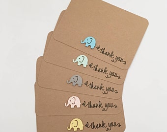 10 x Baby Shower Thank you cards – Baby Elephant Thank You Cards Set – Wedding Thank you cards – Birthday Thank you cards – Thank you cards