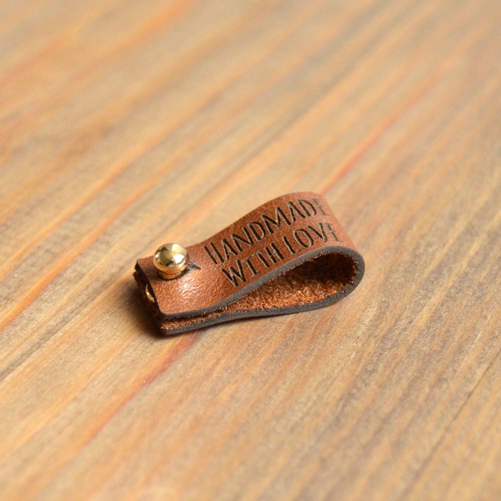 Leather labels handmade custom leather tags rivet tags