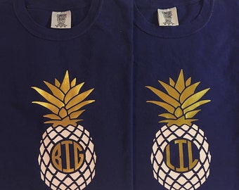Big Little Comfort Color Shirt, Pineapple Shirt, Big Little Sorority, Monogram