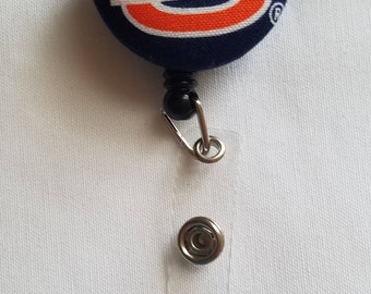 Auburn Tigers fabric badge reel- Retractable badge reel- ScrubsNStitches