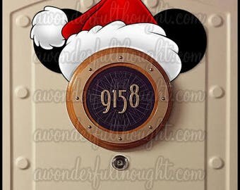 Stateroom Mickey Ears Santa Hat | Disney Cruise Door Magnet | Instant Download
