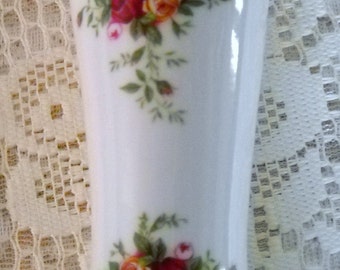 Vintage Royal Albert Vase, Old Country Roses Vase, Small China Vase, Red an Yellow Roses, Vintage Bone China Bud Vase