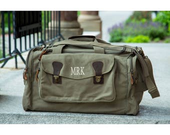 Custom Canvas Bags / Personalzed Groomsmen Gifts / Monogrammed Bag / Mens Weekend Bag / Black Duffle Bag / Gifts For Best Man