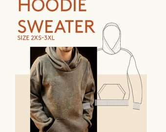 Mens PDF sewing patterns|men's digital pdf hoodie pattern|mens digital hoodie PDF pattern for sewing|sweater PDF sewing pattern tutorial