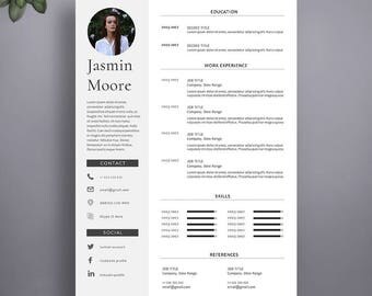 1 Page Resume Template. Professional Resume Template for Word and Pages. Modern Resume Template, Resume With Photo, 1 Page CV Template.