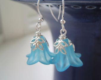 Bluebell Earrings - Lucite Flower Earrings - Pastel Earrings - Lucite Flower Jewelry - Something Blue Jewelry