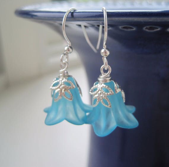 Bluebell Earrings Lucite Flower Earrings Pastel Earrings
