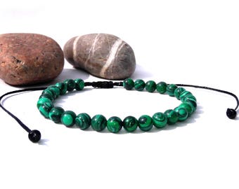 Malachite Bracelet Mens Bracelet Healing Bracelet Adjustable Bracelets heart chakra bracelet macrame bracelet green bracelet Gift|For|Him