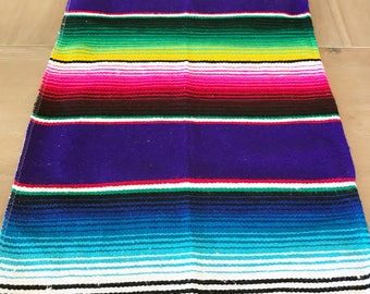 Mexican Serape table runner, bright colorful purple, Southwestern decor, tribal party decor, Fiesta decorations, striped rainbow LONG