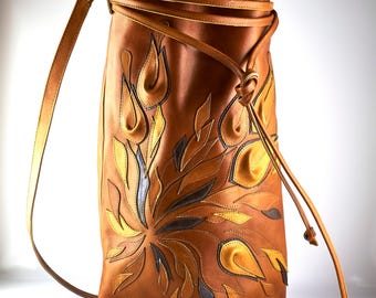 Leather Handbag"Flavour"- Bag- Genuine leather- Leather Bag-Shopper-Italian Leather-Bucket Bag-Gift for her- boho leather bag- Leather- Gift