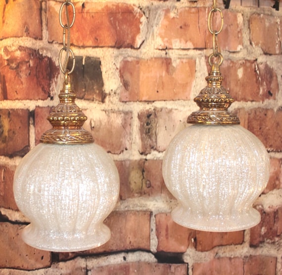 Vintage Double swag lights lamps Hollywood Regency electric