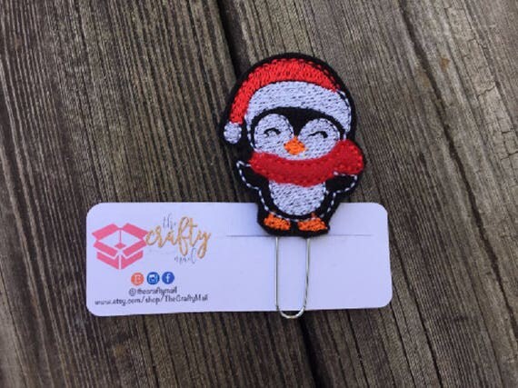 Christmas Santa Penguin Coffee Paper Clip/planner clip. Christmas planner clips. Holiday planner clip. Santa planner clip. Penguin plan clip