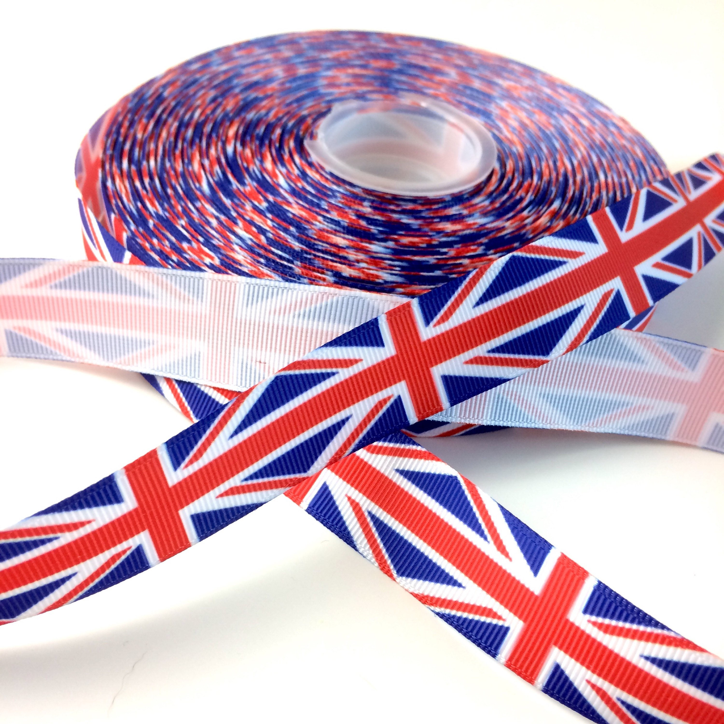 Union Jack Flag Printed Grosgrain Ribbon