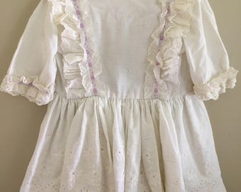 Vintage Eyelit Layered Dress Girls Sz 3T