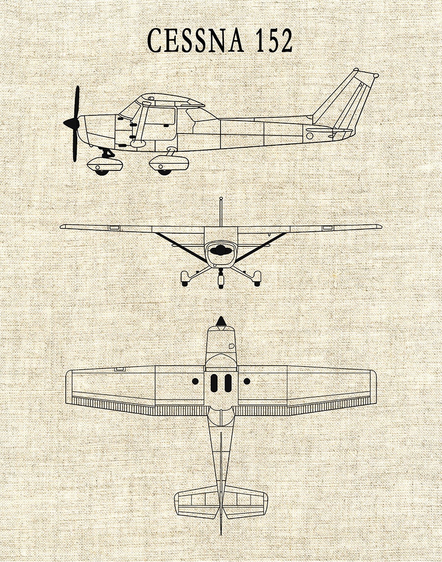 Cessna 152 Skyhawk Drawing - Airplane Art Print - Poster - Aviation Art ...