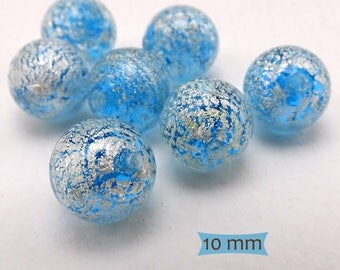 Murano Glass Beads Hand Crafted Sky Blue with Silver Foil--1 Pc | 31-CD152-1