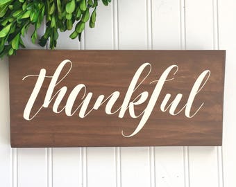 Thankful wood sign | Etsy