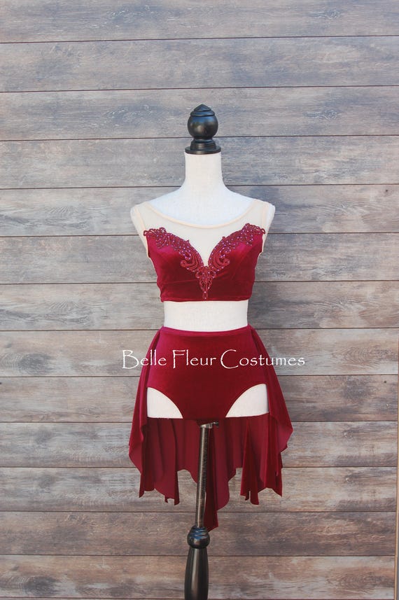 red two piece dance costume