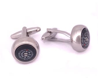 Compass Cufflinks with White details