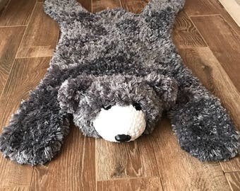 Furry Grey Bear Rug