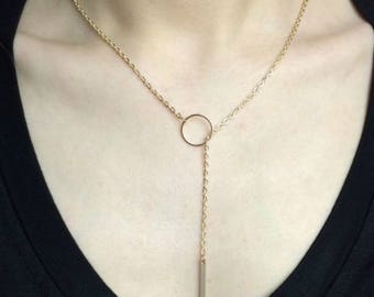 Geometric Rectangle and Circle Choker, Gold Choker