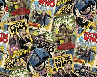 BBC Doctor Who Comic Book Toss - Multi - Sold by the 1/2 Yard