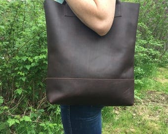 Brown Leather Tote // Oil Tanned Leather Bag // Work Bag