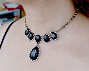 choker necklace, black choker necklace, Bib Necklace, bronze Choker Necklace, Black and bronze, Tribal (762)