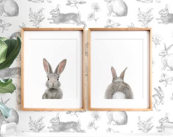 Bunny butt, Rabbit print, Easter decor, PRINTABLE art, Nursery wall art, Woodland animals, Nursery art, Baby animal prints, Nursery animals