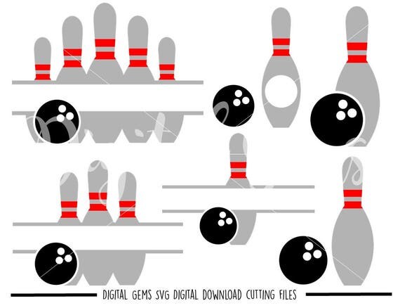 Bowling Ball And Pins svg / dxf / eps / png files. Digital