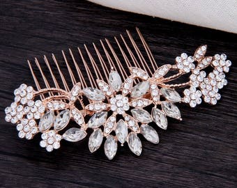 Bridal Hair Comb Rose Gold Decorative Crystal Combs For Wedding Headpiece Bridal Hair Piece Vintage Wedding Hair Accessories Bridesmaid Gift