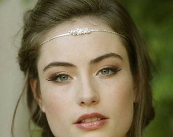 Bridal Head Chain, Boho Bridal Headband, Bridal Headpiece, Boho Head Piece, Bridal Forehead Band, Wedding Hair Accessory, Bridal Hairband