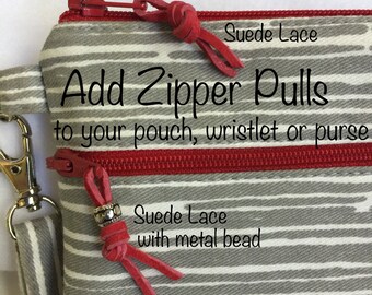 Zipper Pull Add-On Option for Wristlet, Pouch, Purse, Cross Body Purse, Hobo Bag