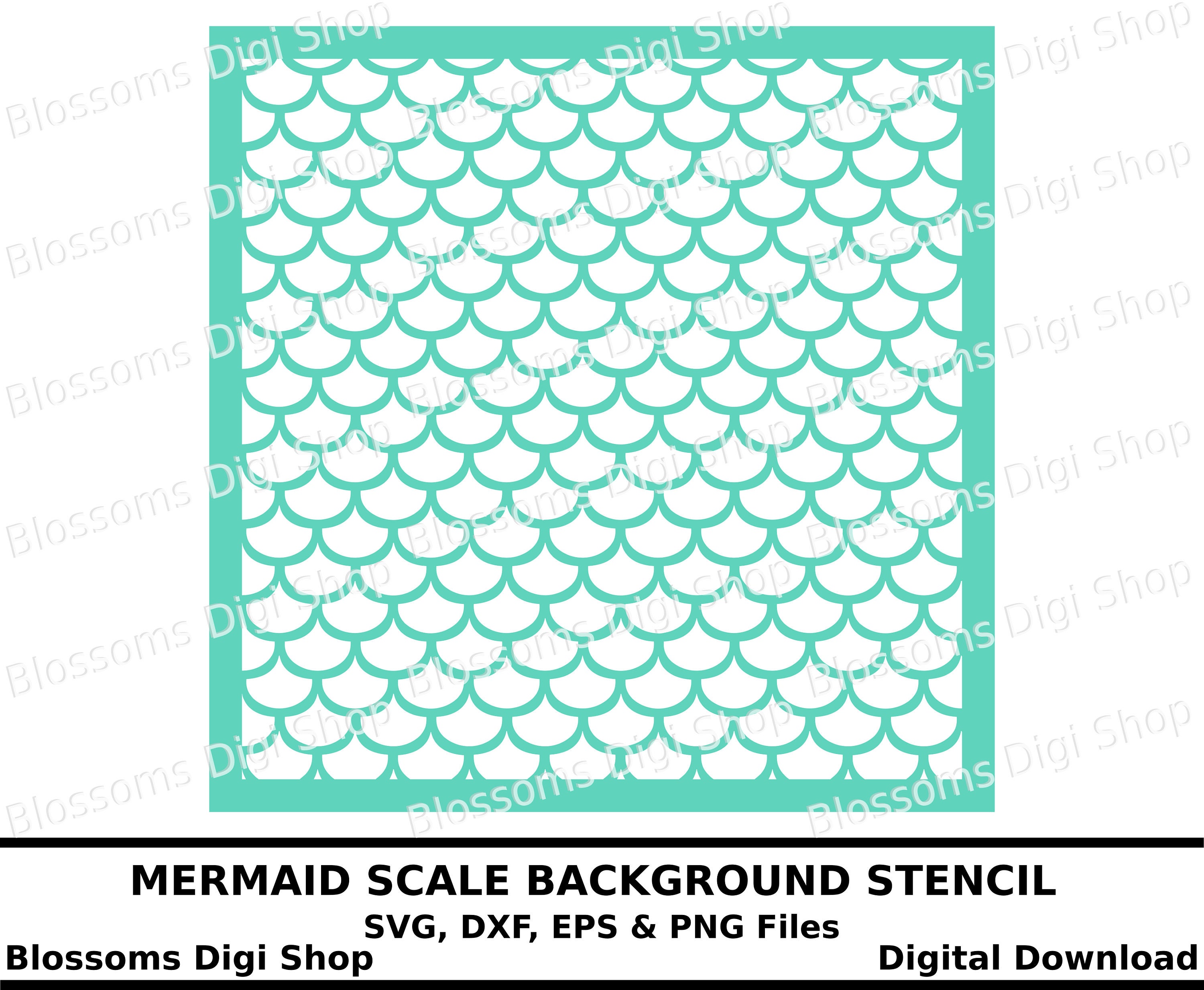Download Mermaid scale pattern, digital download, diy stencil, fish ...