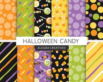 Halloween digital paper, halloween candy, fun, lollipop, candy corn, holiday, party, scrapbook papers (Instant Download)