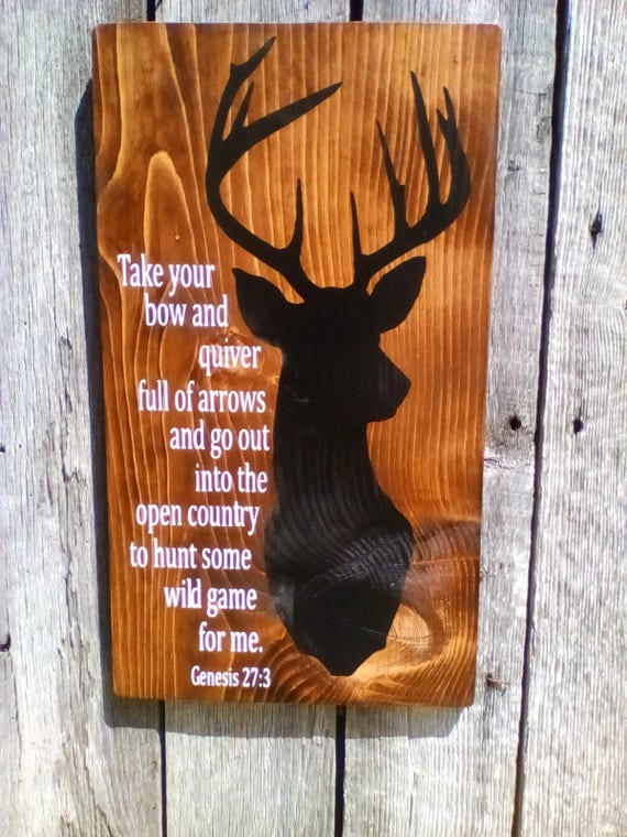 Wood Deer Hunter Sign Deer Hunter Bible Verse Large Hanging