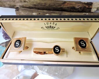 Vintage Swank Cuff Links and Tie Pin Inital S
