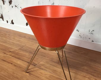 Vintage Original NOS Mid-Century Modern MCM Orange Bullet Planter